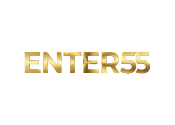 โลโก้ ENTER55 ตัวอักษรภาษาอังกฤษ ENTER55 แบบหนาสีทองเมทัลลิก ไล่เฉดจากทองอ่อนถึงทองเข้ม บนพื้นหลังโปร่งใส